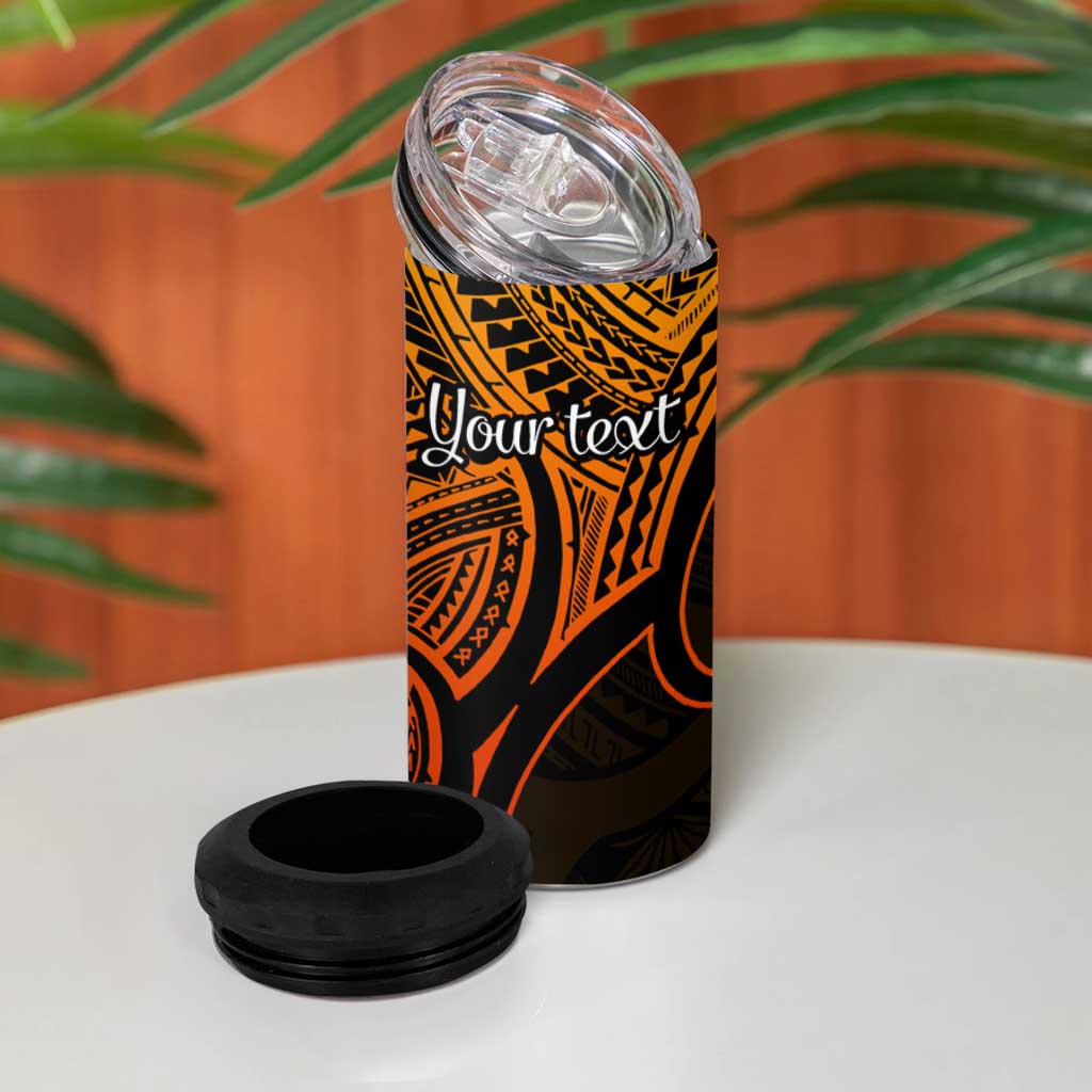Personalised Aotearoa Papua Shell 4 in 1 Can Cooler Tumbler Gold Polynesian Pacific Tribal