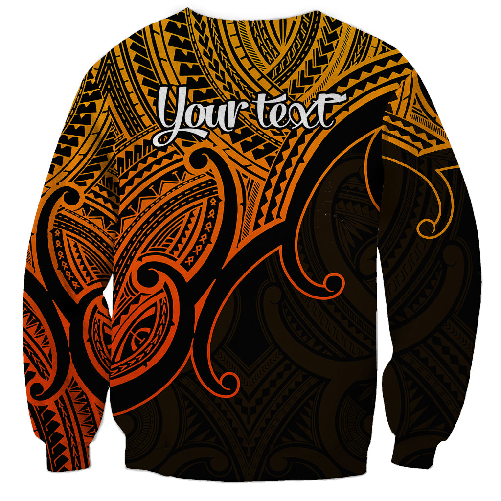 Custom Aotearoa Maori Koru Sweatshirt Polynesian Pacific Tribal - Gold LT9 - Polynesian Pride