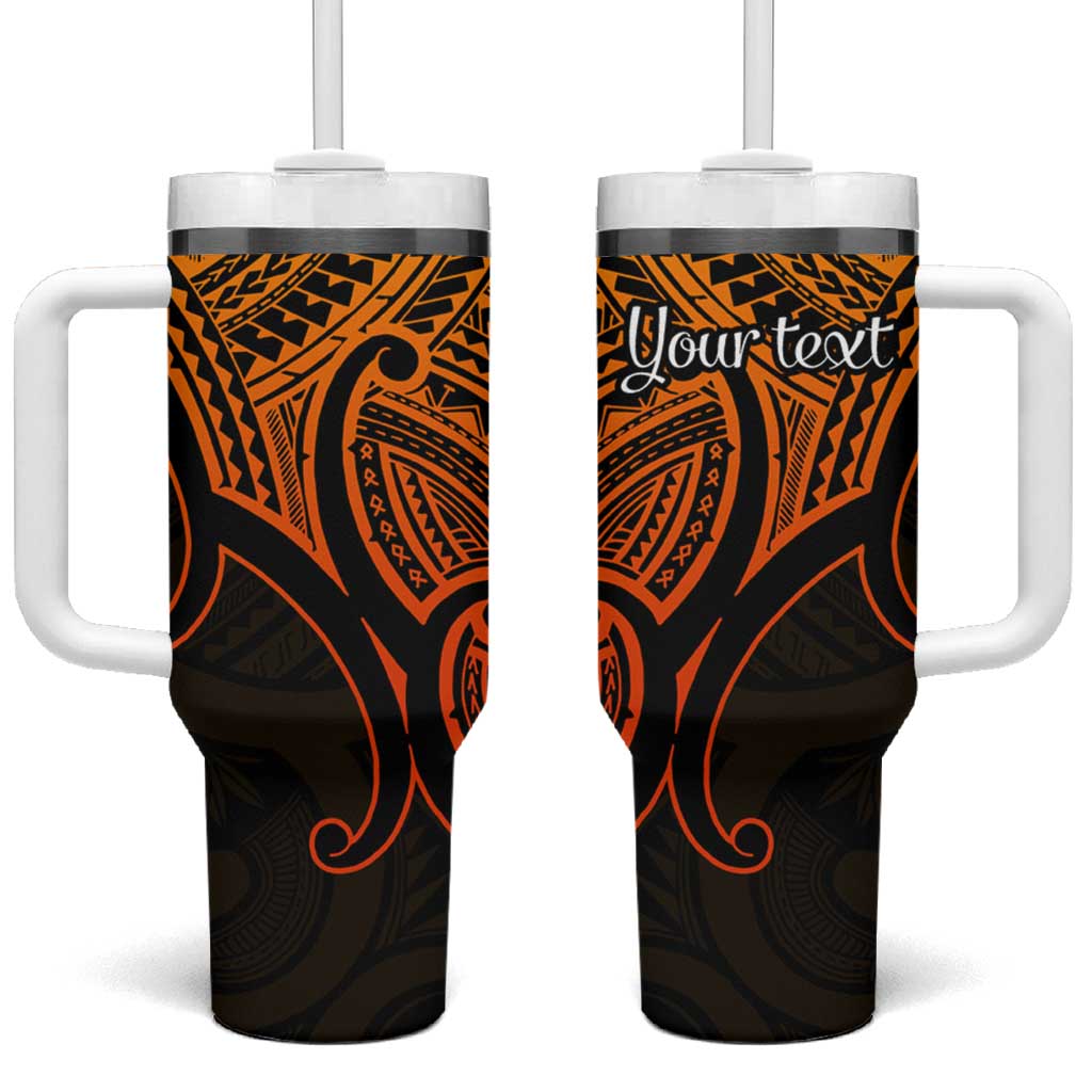 Personalised Aotearoa Papua Shell Tumbler With Handle Gold Polynesian Pacific Tribal