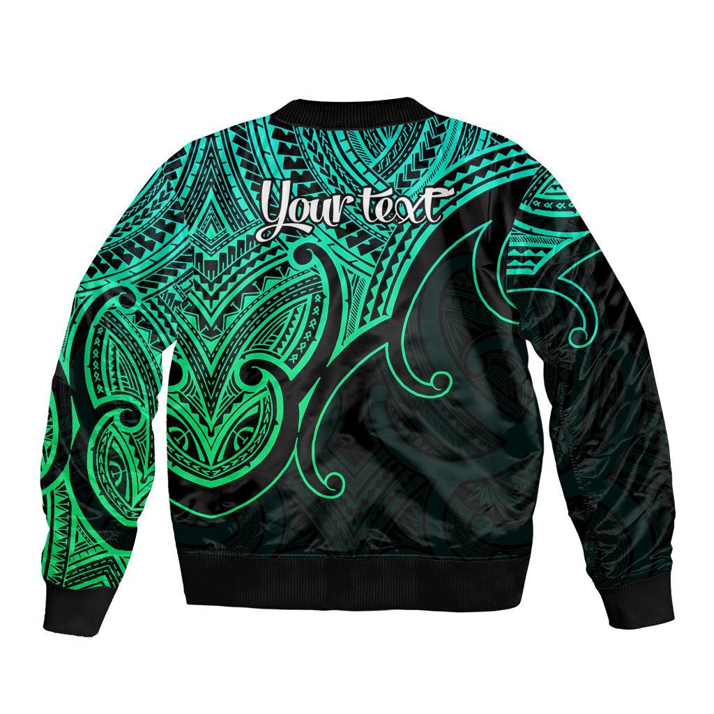 Custom Aotearoa Maori Koru Bomber Jacket Polynesian Pacific Tribal - Green LT9 - Polynesian Pride
