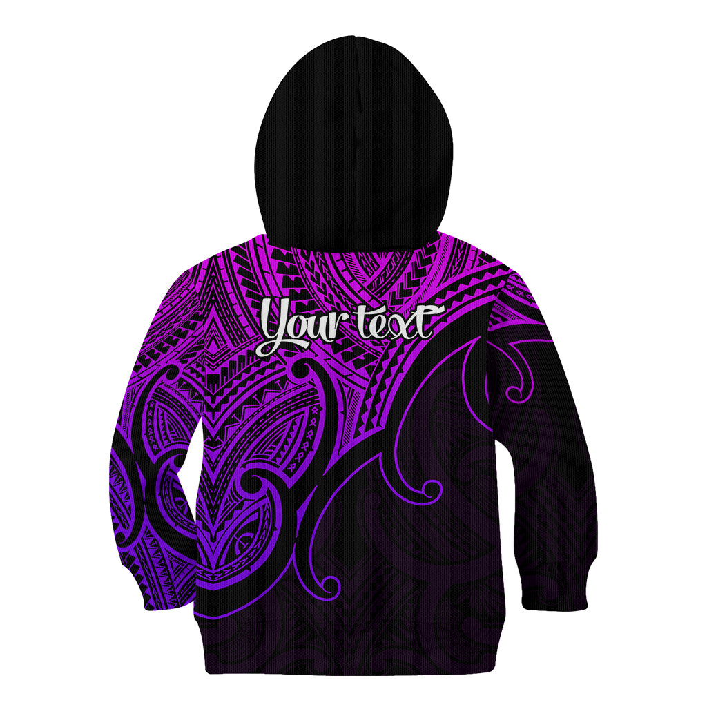 Custom Aotearoa Maori Koru Kid Hoodie Polynesian Pacific Tribal - Purple LT9 - Polynesian Pride