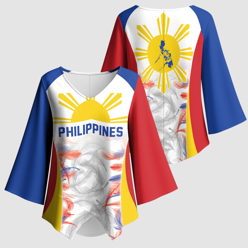 Philippines Flag Day Kimono Sleeve Blouse Filipino Feather Pattern