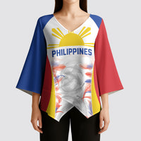 Philippines Flag Day Kimono Sleeve Blouse Filipino Feather Pattern