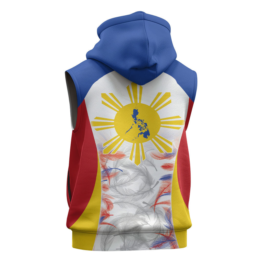 Philippines Flag Day Sleeveless Hoodie Filipino Feather Pattern