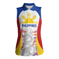 Philippines Flag Day Women Sleeveless Polo Shirt Filipino Feather Pattern