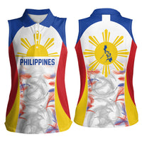 Philippines Flag Day Women Sleeveless Polo Shirt Filipino Feather Pattern