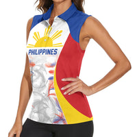 Philippines Flag Day Women Sleeveless Polo Shirt Filipino Feather Pattern