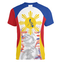 Philippines Flag Day Women V-Neck T-Shirt Filipino Feather Pattern