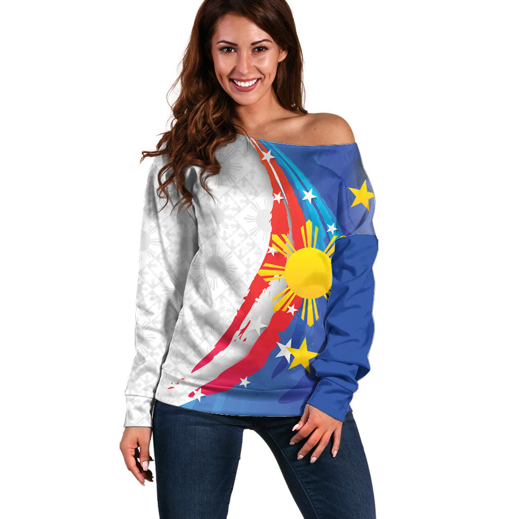 Philippines Flag Day Off Shoulder Sweater Filipino Pride Shines Bright On Flag Day