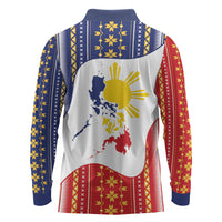 Philippines Flag Day Long Sleeve Polo Shirt Filipino Traditional Igorot Tribal Pattern