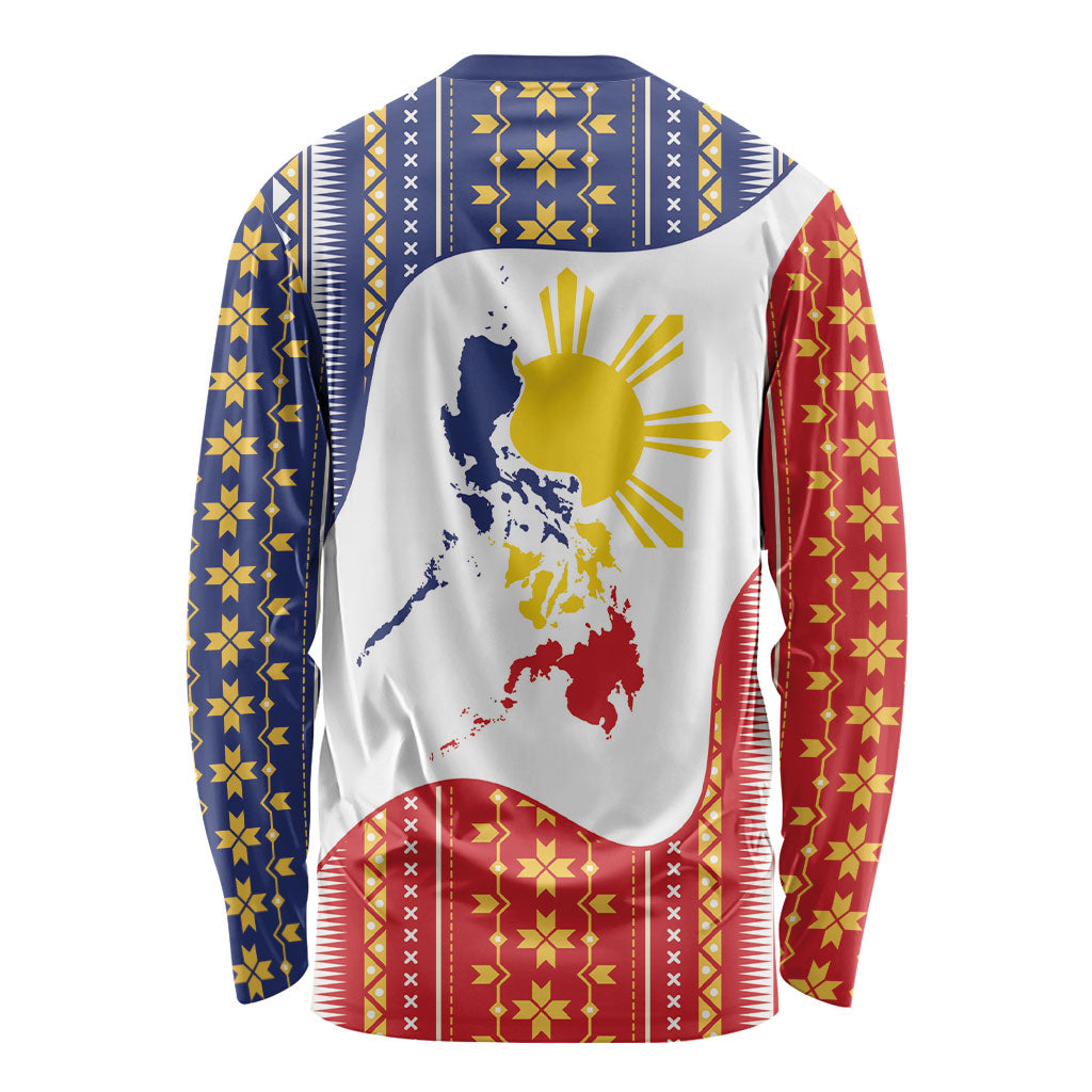 Philippines Flag Day Long Sleeve Shirt Filipino Traditional Igorot Tribal Pattern