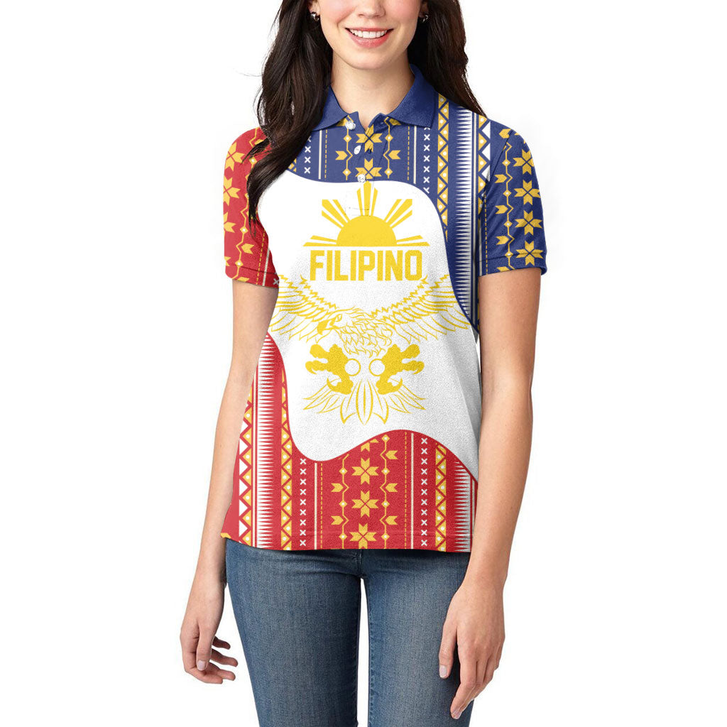 Philippines Flag Day Women Polo Shirt Filipino Traditional Igorot Tribal Pattern