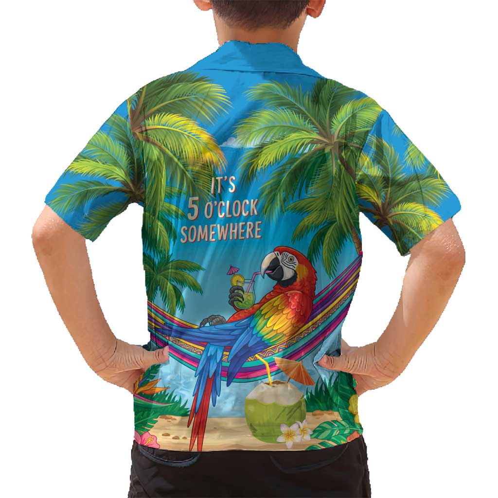 5 Oclock Somewhere Family Matching Long Sleeve Bodycon Dress and Hawaiian Shirt Hawaii Parrots Cocktail Summer Beach Vibe LT9 - Polynesian Pride