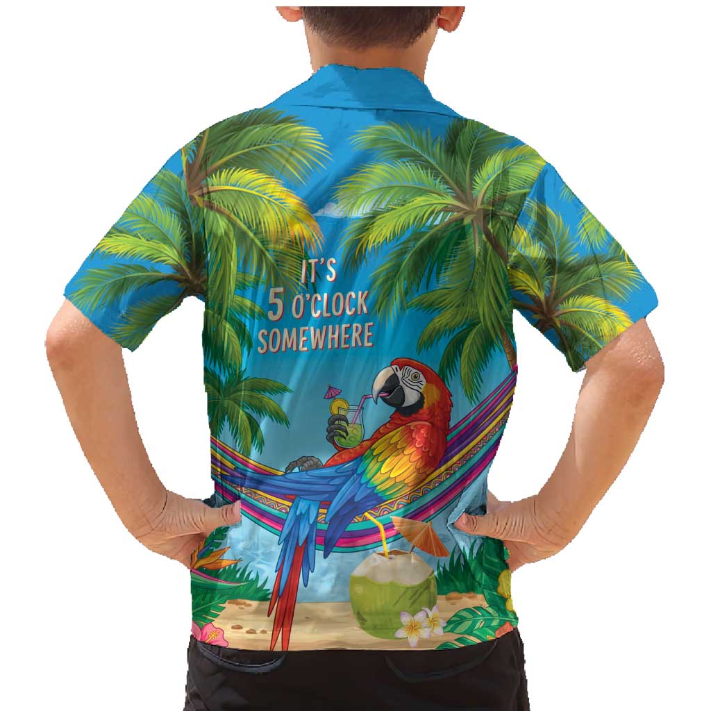 5 Oclock Somewhere Family Matching Mermaid Dress and Hawaiian Shirt Hawaii Parrots Cocktail Summer Beach Vibe LT9 - Polynesian Pride