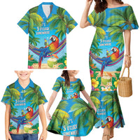 5 Oclock Somewhere Family Matching Mermaid Dress and Hawaiian Shirt Hawaii Parrots Cocktail Summer Beach Vibe LT9 - Polynesian Pride