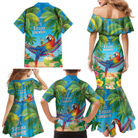 5 Oclock Somewhere Family Matching Mermaid Dress and Hawaiian Shirt Hawaii Parrots Cocktail Summer Beach Vibe LT9 - Polynesian Pride