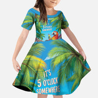 5 Oclock Somewhere Family Matching Off Shoulder Maxi Dress and Hawaiian Shirt Hawaii Parrots Cocktail Summer Beach Vibe - Polynesian Pride