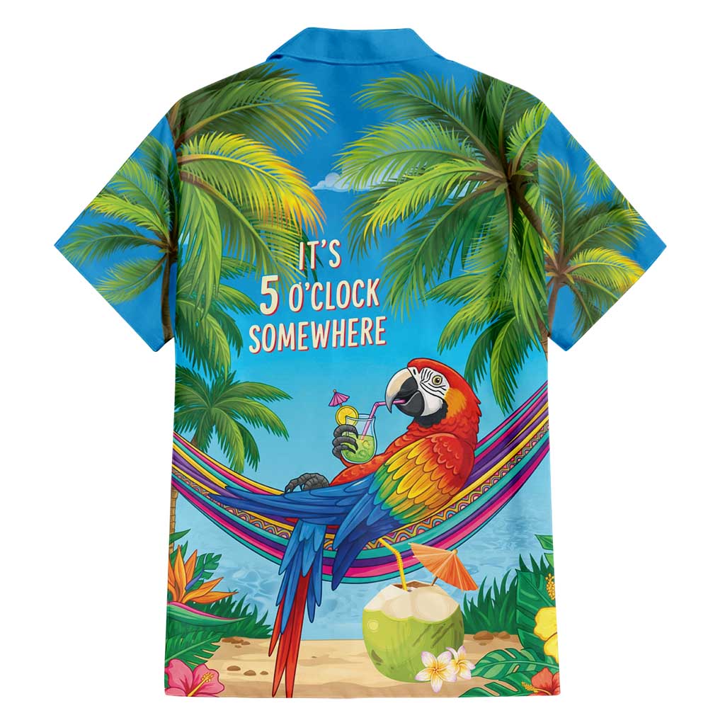5 Oclock Somewhere Family Matching Short Sleeve Bodycon Dress and Hawaiian Shirt Hawaii Parrots Cocktail Summer Beach Vibe LT9 - Polynesian Pride