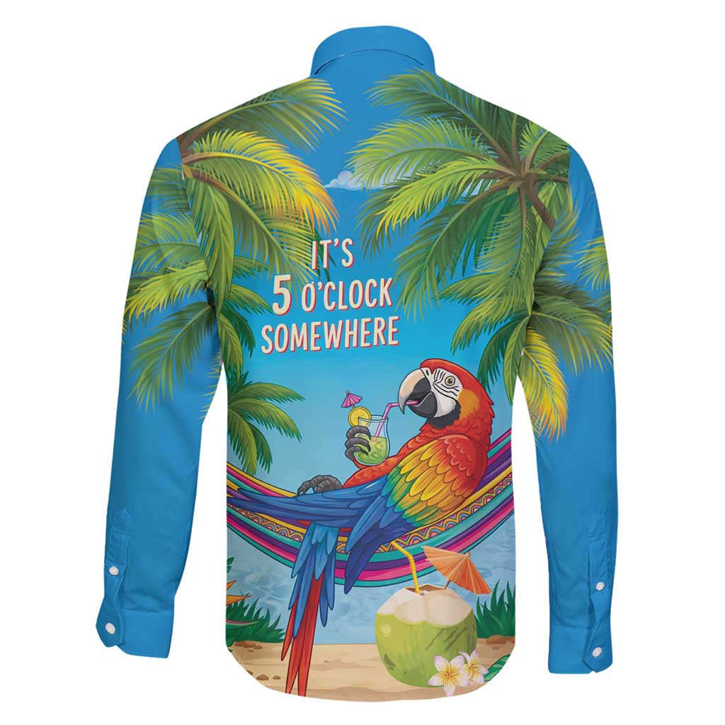 5 Oclock Somewhere Family Matching Summer Maxi Dress and Hawaiian Shirt Hawaii Parrots Cocktail Summer Beach Vibe - Polynesian Pride
