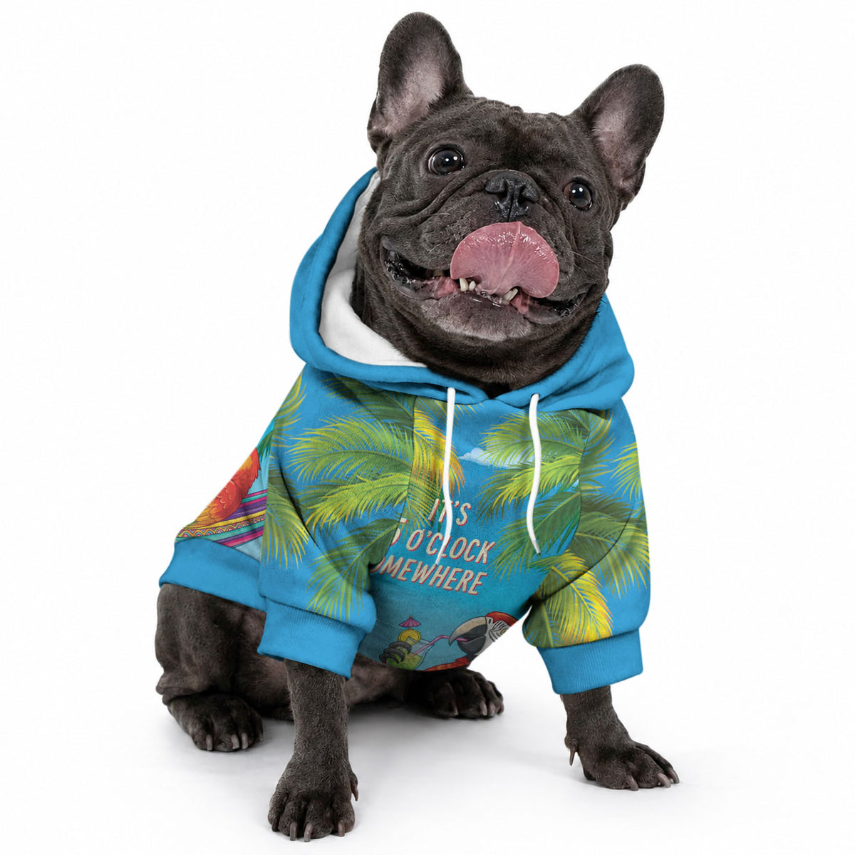 5 Oclock Somewhere Pet Hoodie Hawaii Parrots Cocktail Summer Beach Vibe LT9 - Polynesian Pride