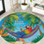5 Oclock Somewhere Round Carpet Hawaii Parrots Cocktail Summer Beach Vibe - Polynesian Pride
