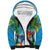 5 Oclock Somewhere Sherpa Hoodie Hawaii Parrots Cocktail Summer Beach Vibe - Polynesian Pride