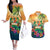 5 Oclock Somewhere Personalized Couples Matching Off The Shoulder Long Sleeve Dress and Hawaiian Shirt Hawaii Parrots Plumeria Summer Vibe - Polynesian Pride