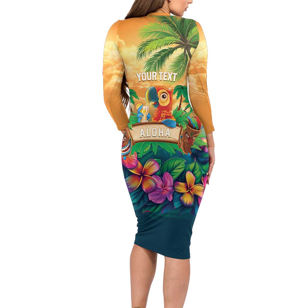 5 Oclock Somewhere Personalized Family Matching Long Sleeve Bodycon Dress and Hawaiian Shirt Hawaii Parrots Plumeria Summer Vibe LT9 - Polynesian Pride