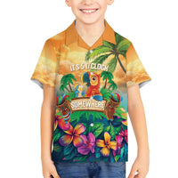 5 Oclock Somewhere Personalized Family Matching Off Shoulder Maxi Dress and Hawaiian Shirt Hawaii Parrots Plumeria Summer Vibe - Polynesian Pride