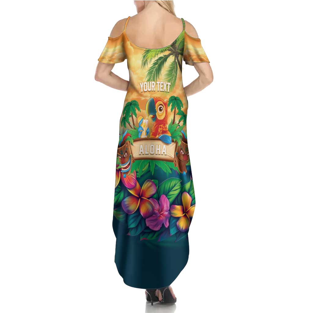 5 Oclock Somewhere Personalized Family Matching Summer Maxi Dress and Hawaiian Shirt Hawaii Parrots Plumeria Summer Vibe - Polynesian Pride