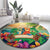 5 Oclock Somewhere Personalized Round Carpet Hawaii Parrots Plumeria Summer Vibe - Polynesian Pride
