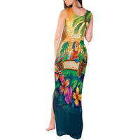 5 Oclock Somewhere Personalized Tank Maxi Dress Hawaii Parrots Plumeria Summer Vibe - Polynesian Pride