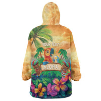 5 Oclock Somewhere Personalized Wearable Blanket Hoodie Hawaii Parrots Plumeria Summer Vibe LT9 - Polynesian Pride
