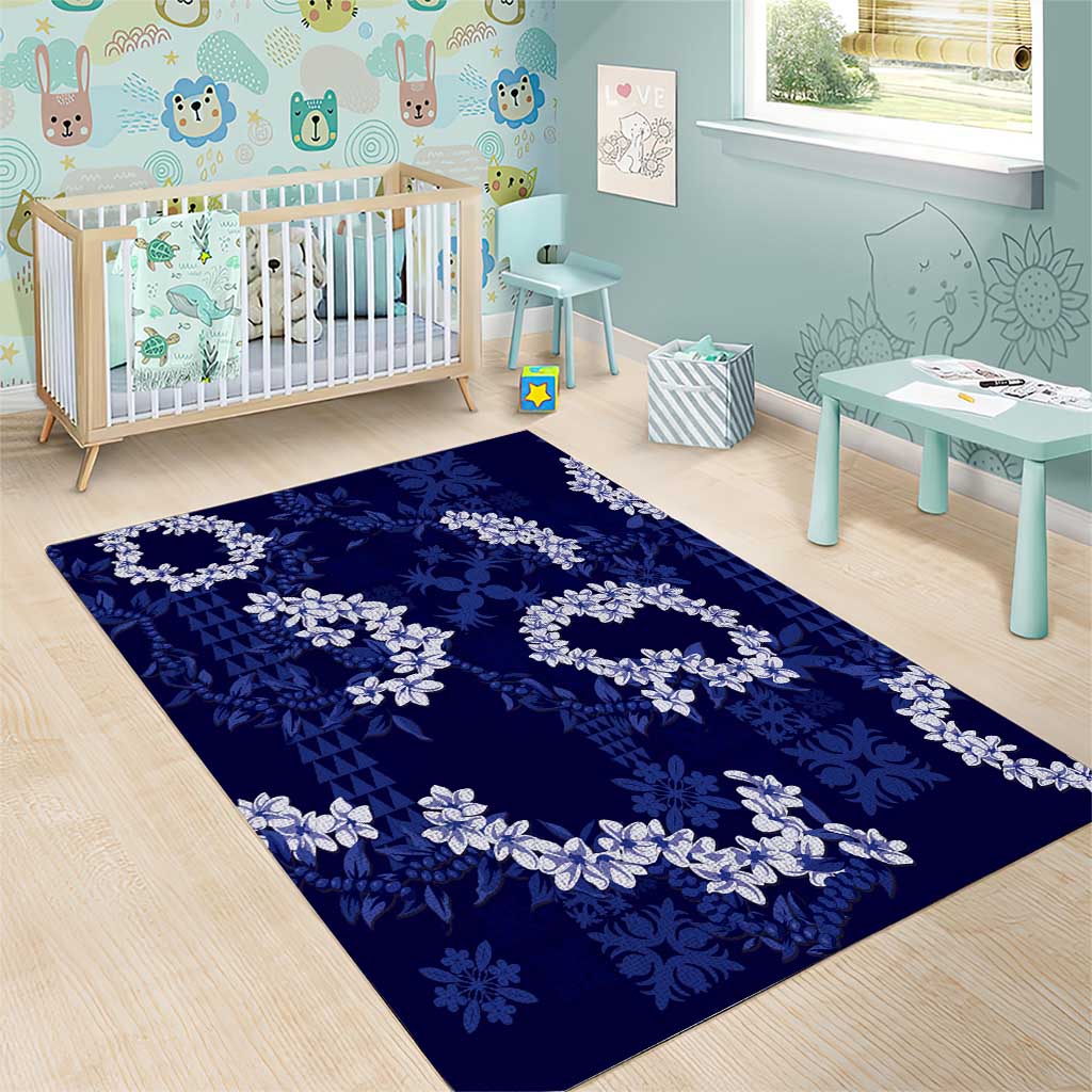 Mokihana Maile and Ilima Leis Area Rug Uliuli Hawaiian Tapa Quilt Pattern - Polynesian Pride