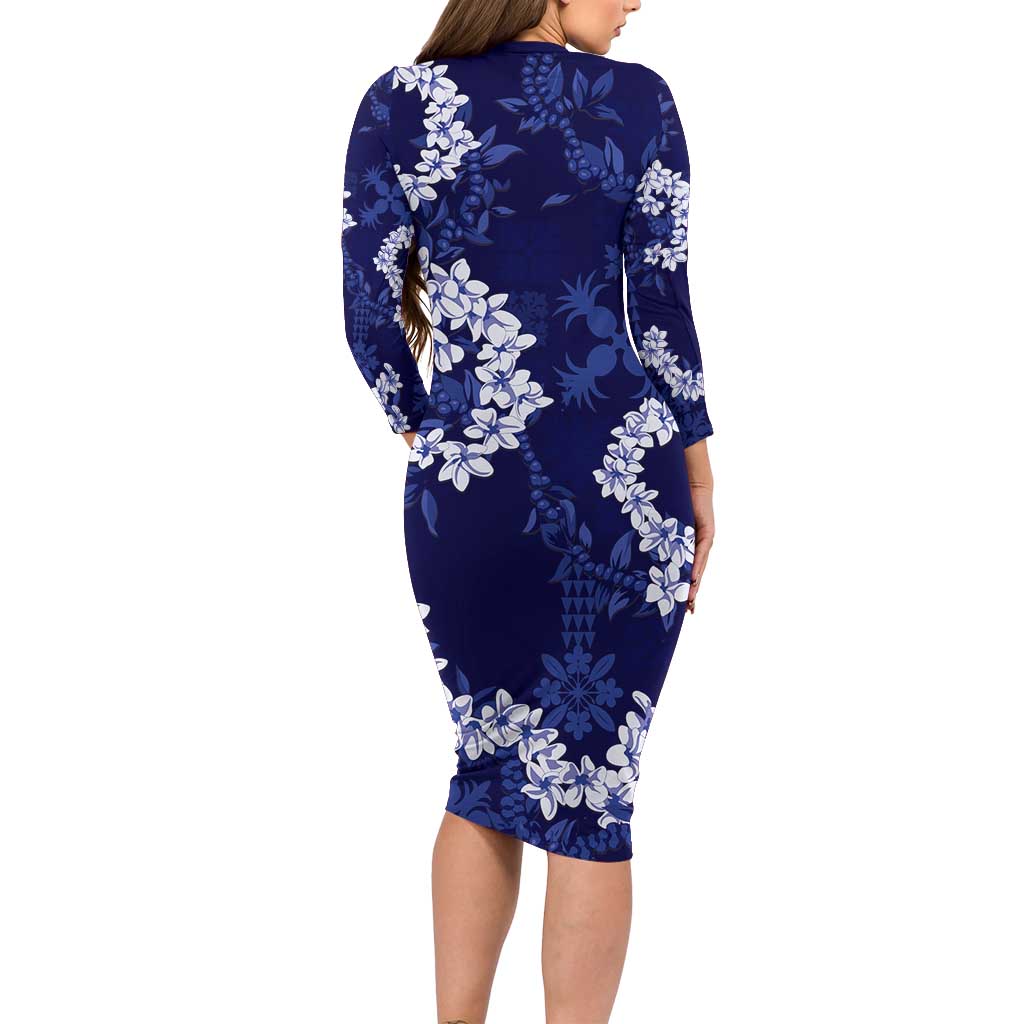 Mokihana Maile and Ilima Leis Family Matching Long Sleeve Bodycon Dress and Hawaiian Shirt Uliuli Hawaiian Tapa Quilt Pattern LT9 - Polynesian Pride