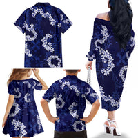 Mokihana Maile and Ilima Leis Family Matching Off The Shoulder Long Sleeve Dress and Hawaiian Shirt Uliuli Hawaiian Tapa Quilt Pattern LT9 - Polynesian Pride