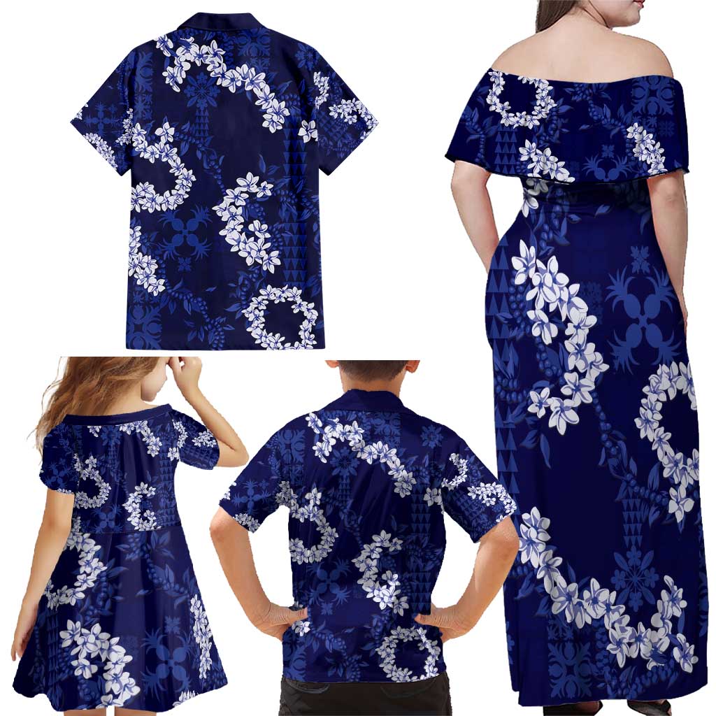 Mokihana Maile and Ilima Leis Family Matching Off Shoulder Maxi Dress and Hawaiian Shirt Uliuli Hawaiian Tapa Quilt Pattern LT9 - Polynesian Pride