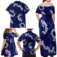 Mokihana Maile and Ilima Leis Family Matching Off Shoulder Maxi Dress and Hawaiian Shirt Uliuli Hawaiian Tapa Quilt Pattern LT9 - Polynesian Pride