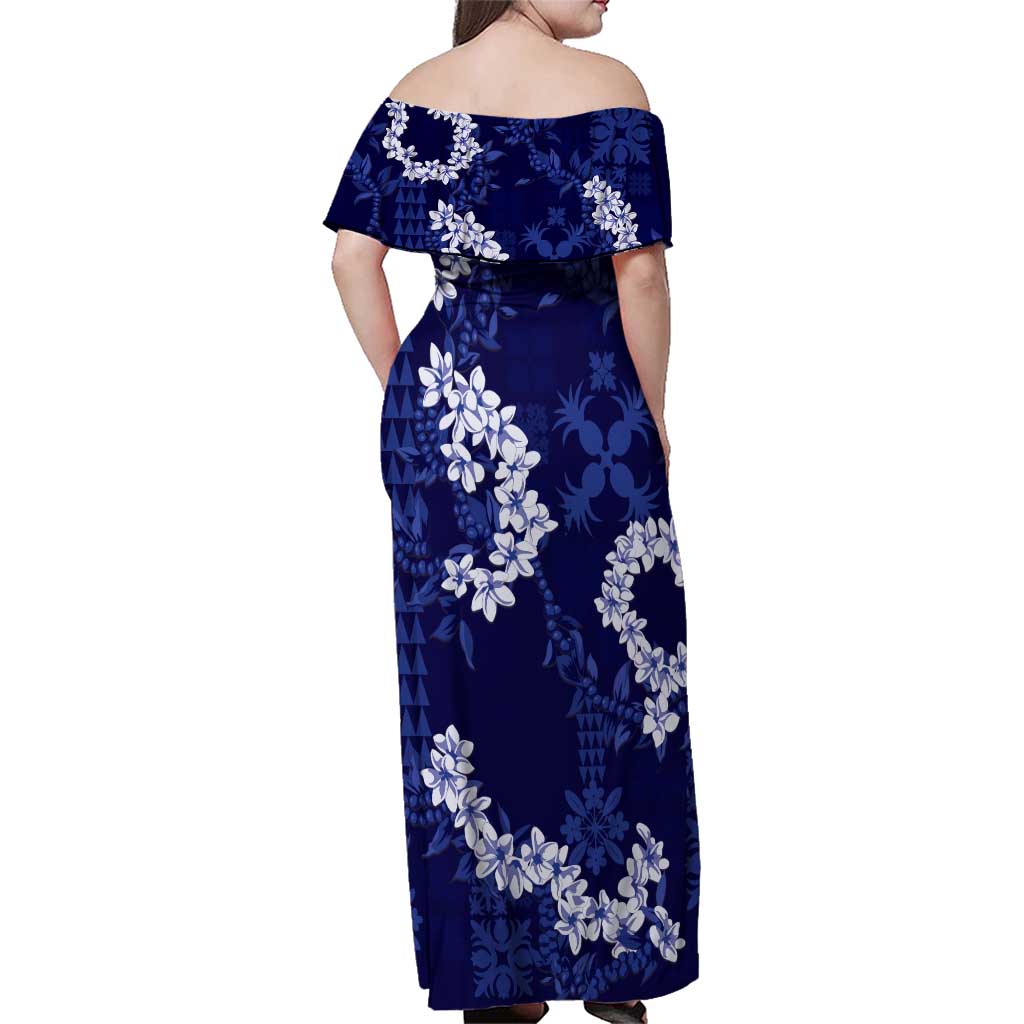 Mokihana Maile and Ilima Leis Family Matching Off Shoulder Maxi Dress and Hawaiian Shirt Uliuli Hawaiian Tapa Quilt Pattern LT9 - Polynesian Pride