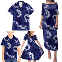 Mokihana Maile and Ilima Leis Family Matching Puletasi and Hawaiian Shirt Uliuli Hawaiian Tapa Quilt Pattern - Polynesian Pride