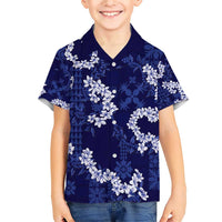 Mokihana Maile and Ilima Leis Family Matching Short Sleeve Bodycon Dress and Hawaiian Shirt Uliuli Hawaiian Tapa Quilt Pattern LT9 Son's Shirt Blue - Polynesian Pride