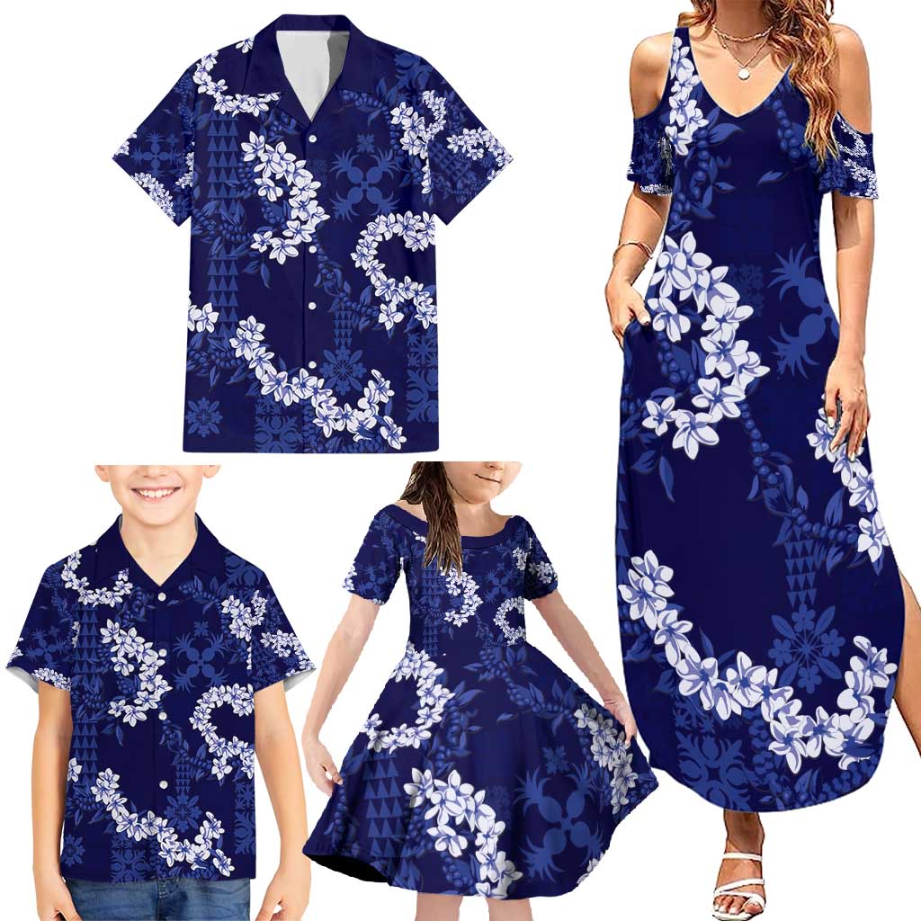 Mokihana Maile and Ilima Leis Family Matching Summer Maxi Dress and Hawaiian Shirt Uliuli Hawaiian Tapa Quilt Pattern LT9 - Polynesian Pride