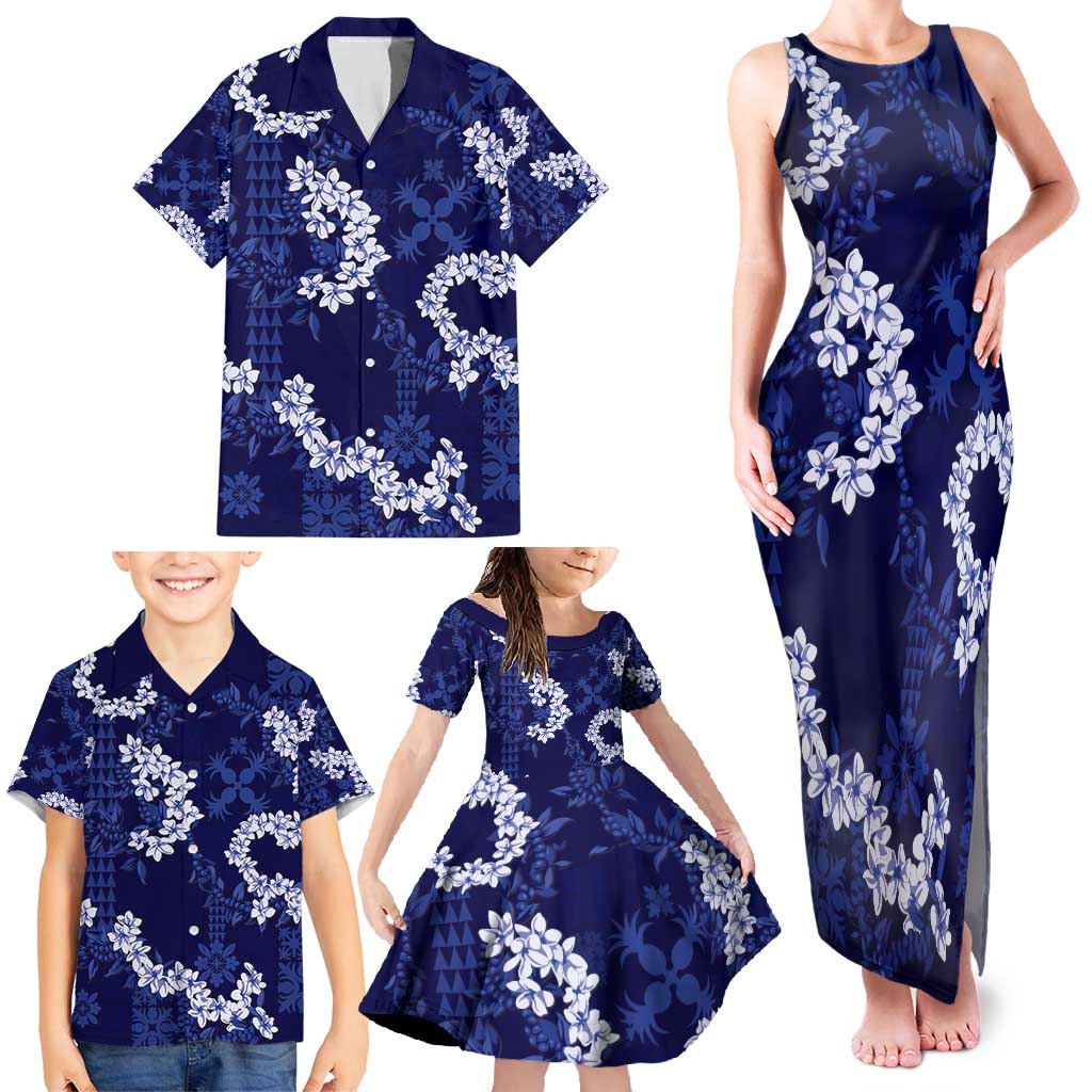 Mokihana Maile and Ilima Leis Family Matching Tank Maxi Dress and Hawaiian Shirt Uliuli Hawaiian Tapa Quilt Pattern LT9 - Polynesian Pride