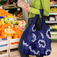 Mokihana Maile and Ilima Leis Grocery Bag Uliuli Hawaiian Tapa Quilt Pattern - Polynesian Pride