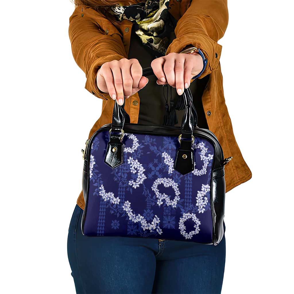 Mokihana Maile and Ilima Leis Shoulder Handbag Uliuli Hawaiian Tapa Quilt Pattern - Polynesian Pride