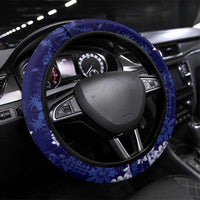 Mokihana Maile and Ilima Leis Steering Wheel Cover Uliuli Hawaiian Tapa Quilt Pattern - Polynesian Pride