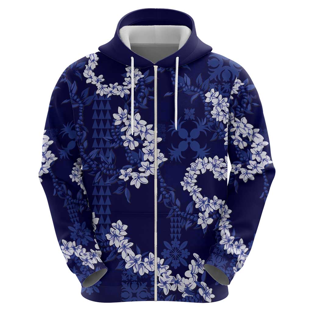 Mokihana Maile and Ilima Leis Zip Hoodie Uliuli Hawaiian Tapa Quilt Pattern LT9 - Polynesian Pride