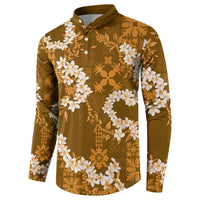 Mokihana Maile and Ilima Leis Button Sweatshirt Alani Hawaiian Tapa Quilt Pattern - Polynesian Pride