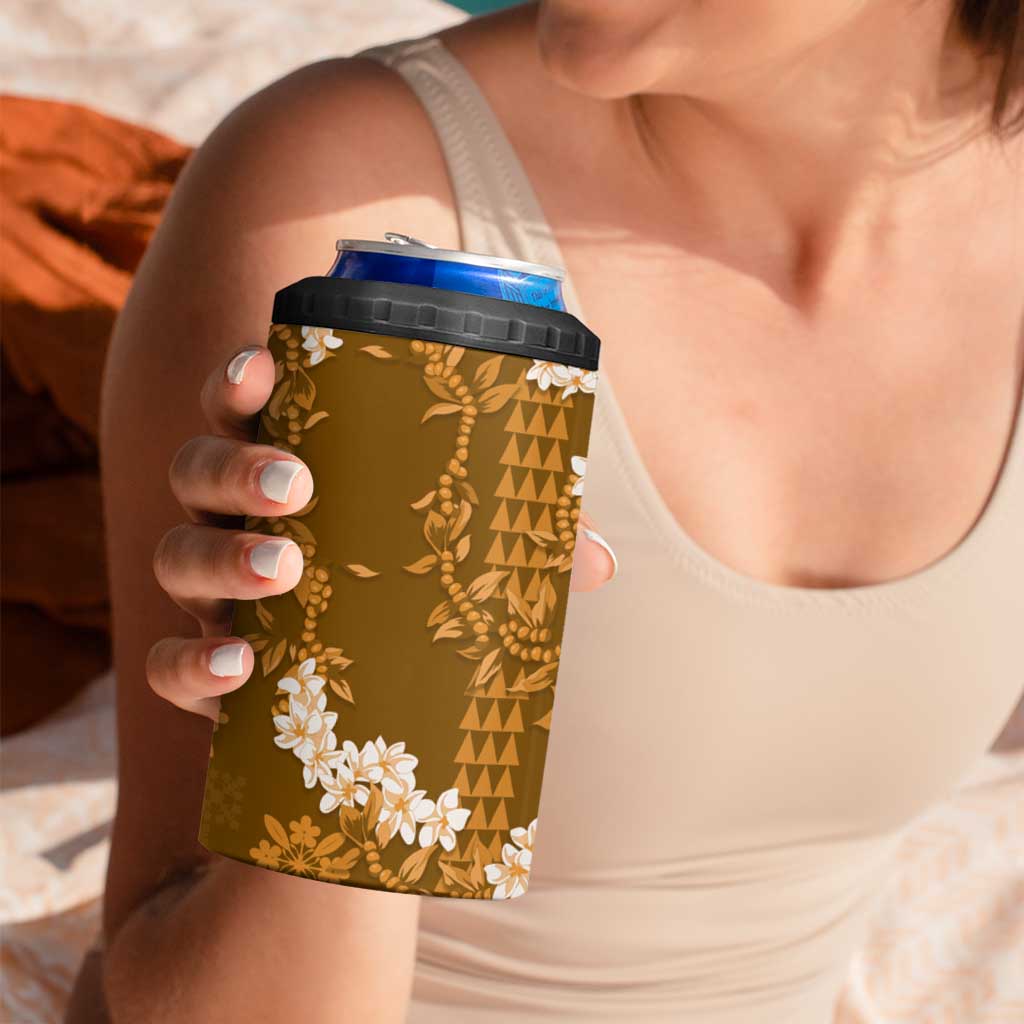 Mokihana Maile and Ilima Leis 4 in 1 Can Cooler Tumbler Alani Hawaiian Tapa Quilt Pattern - Polynesian Pride