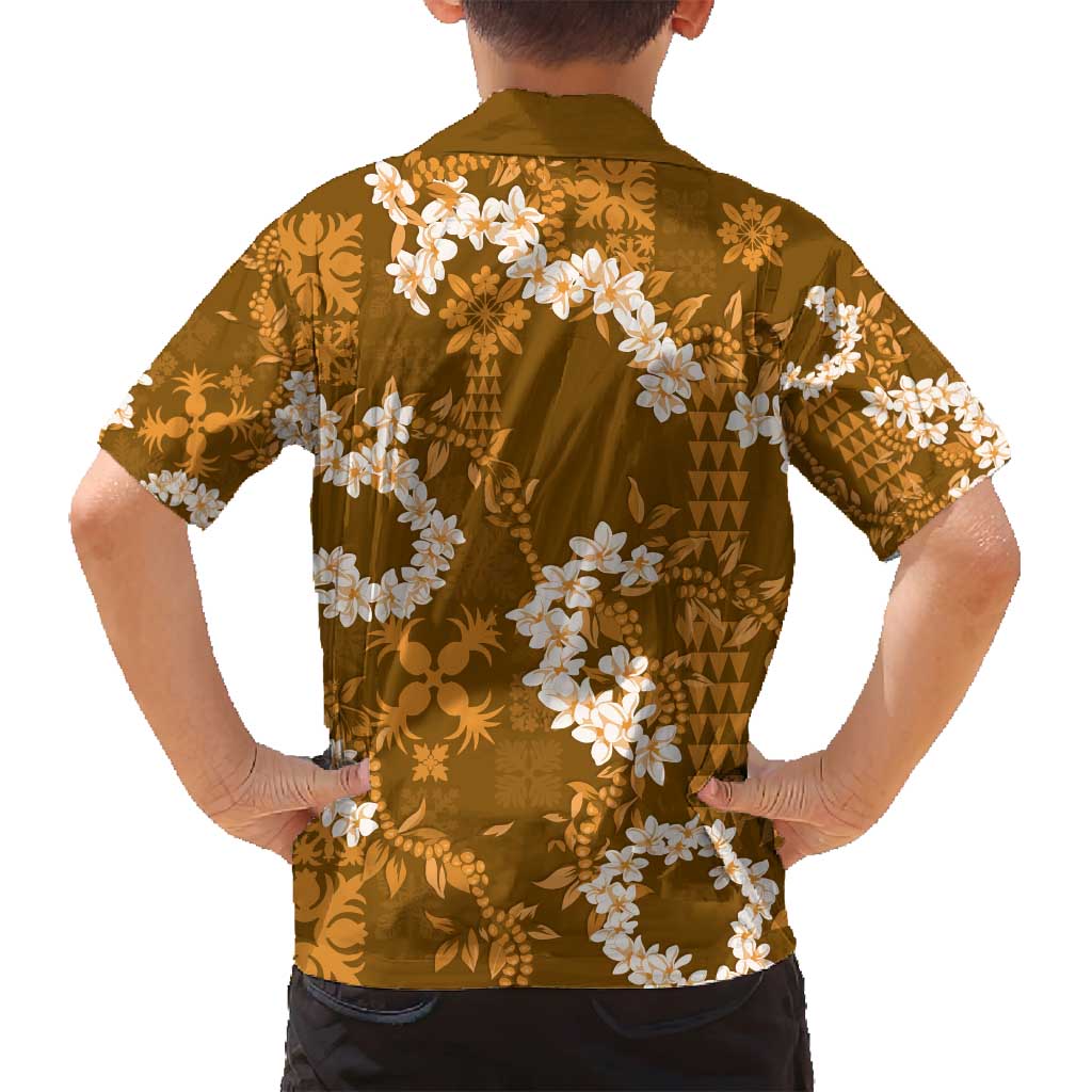 Mokihana Maile and Ilima Leis Family Matching Long Sleeve Bodycon Dress and Hawaiian Shirt Alani Hawaiian Tapa Quilt Pattern LT9 - Polynesian Pride
